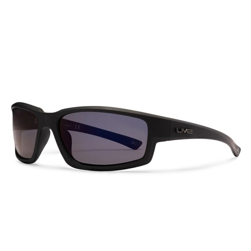 Liive Vision Sunglasses - LONG TAIL Blue Mirror Polarised Matt Black - Live Sunglasses