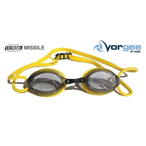 VORGEE MISSILE SWIMMING GOGGLES, SMOKED LENS, YELLOW, SWIMMING GOGGLES