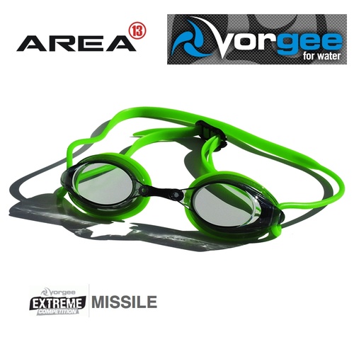 VORGEE MISSILE SWIMMING GOGGLES, SMOKED LENS, GREEN, SWIMMING GOGGLES