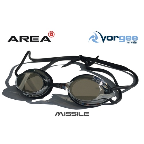Vorgee Missile Swimming Goggle Silver Mirrored Lens Black, Swimming goggles