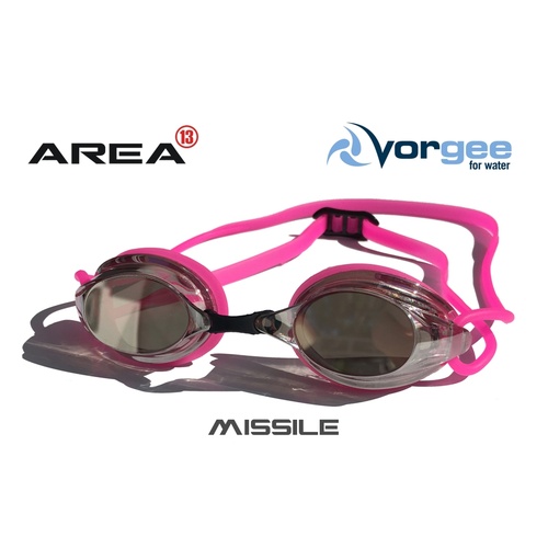 Vorgee Missile Swimming Goggle Silver Mirrored Lens Hot Pink, Swimming goggles