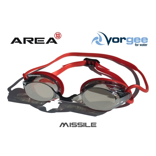 Vorgee Missile Swimming Goggle Silver Mirrored Lens Red, Swimming Goggles