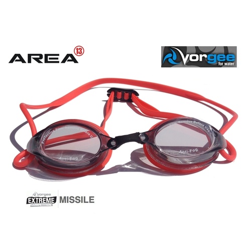 VORGEE MISSILE SWIMMING GOGGLES, SMOKED LENS, RED, SWIMMING GOGGLES