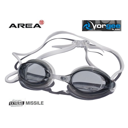 VORGEE MISSILE SWIMMING GOGGLES, SMOKED LENS, WHITE, SWIMMING GOGGLES