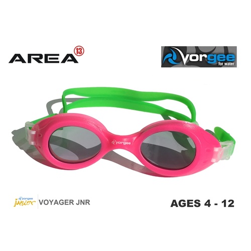 VORGEE VOYAGER JUNIOR SWIMMING GOGGLES, GREEN PINK, CHILDREN'S SWIMMING GOGGLES
