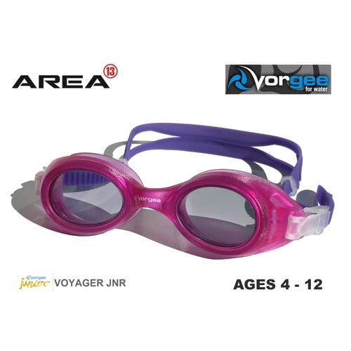 Vorgee Voyager Junior Swimming Goggles Pink/Purple Strap, Children's Swimming Goggles
